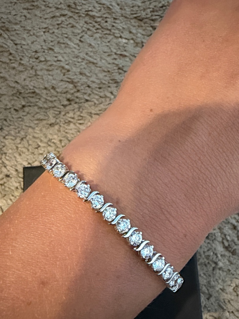 JTV Silver Tennis Bracelet with Clear Stones - Women Jewelry